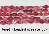 CAA4689 15.5 inches 10*14mm flat teardrop banded agate beads wholesale