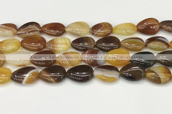 CAA4710 15.5 inches 15*20mm flat teardrop banded agate beads wholesale