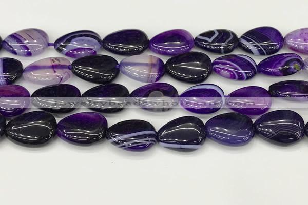 CAA4711 15.5 inches 15*20mm flat teardrop banded agate beads wholesale