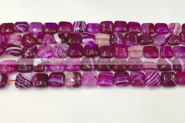 CAA4728 15.5 inches 10*10mm square banded agate beads wholesale