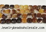 CAA4734 15.5 inches 12*12mm square banded agate beads wholesale