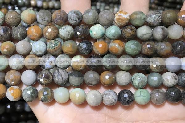 CAA4861 15.5 inches 8mm faceted round ocean agate beads