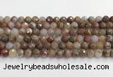 CAA5011 15.5 inches 8mm faceted round flower agate beads