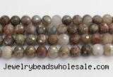 CAA5013 15.5 inches 12mm faceted round flower agate beads