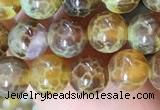 CAA5037 15.5 inches 6mm round yellow dragon veins agate beads