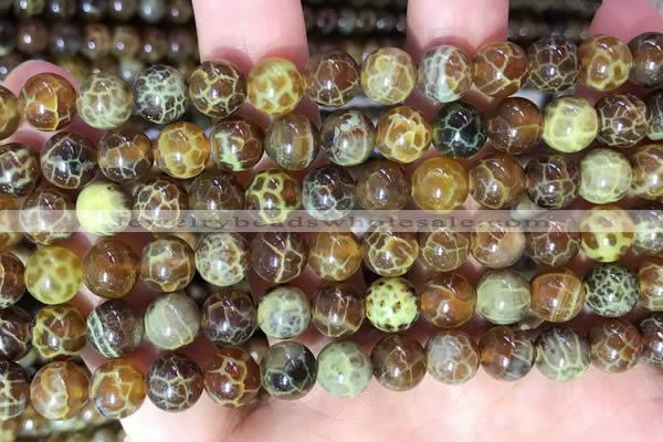 CAA5038 15.5 inches 8mm round yellow dragon veins agate beads