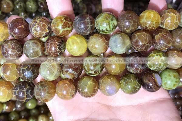 CAA5041 15.5 inches 14mm round yellow dragon veins agate beads