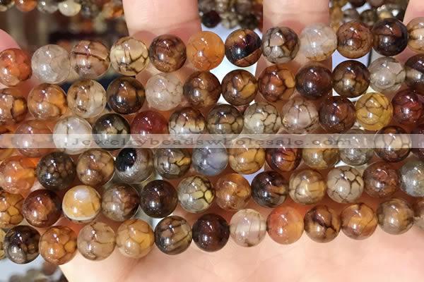 CAA5048 15.5 inches 8mm round dragon veins agate beads wholesale