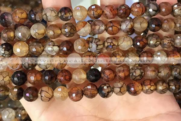 CAA5063 15.5 inches 8mm faceted round dragon veins agate beads