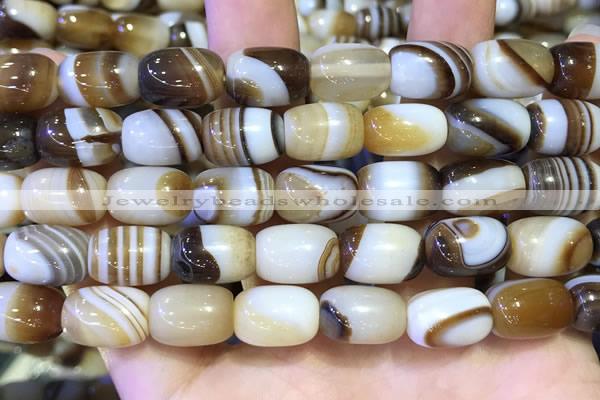 CAA5107 15.5 inches 10*14mm drum striped agate beads wholesale