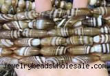 CAA5112 15.5 inches 8*25mm rice striped agate beads wholesale