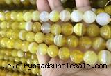 CAA5151 15.5 inches 8mm faceted round banded agate beads