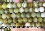 CAA5161 15.5 inches 14mm faceted round banded agate beads