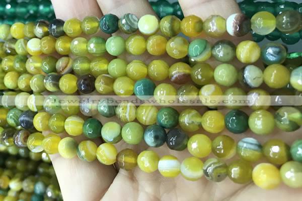 CAA5164 15.5 inches 6mm faceted round banded agate beads