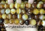 CAA5175 15.5 inches 14mm faceted round banded agate beads