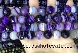 CAA5182 15.5 inches 14mm faceted round banded agate beads