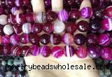 CAA5188 15.5 inches 12mm faceted round banded agate beads