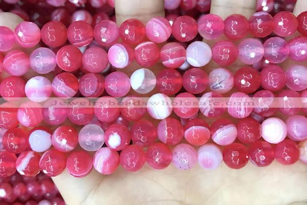 CAA5193 15.5 inches 8mm faceted round banded agate beads