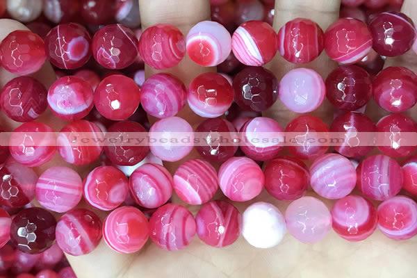 CAA5196 15.5 inches 14mm faceted round banded agate beads