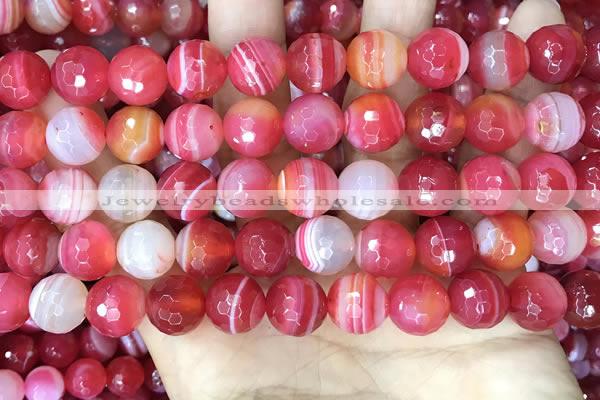 CAA5202 15.5 inches 12mm faceted round banded agate beads