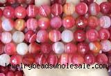 CAA5203 15.5 inches 14mm faceted round banded agate beads