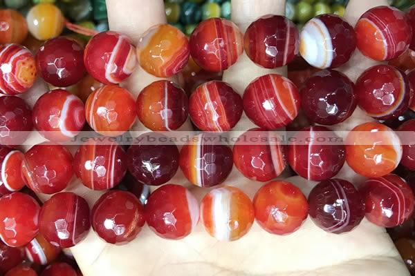 CAA5211 15.5 inches 16mm faceted round banded agate beads