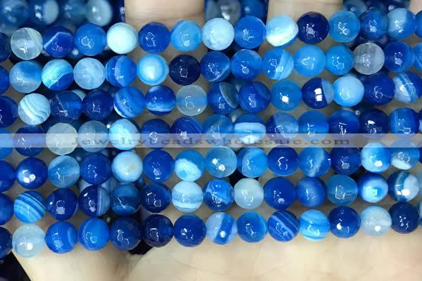 CAA5227 15.5 inches 6mm faceted round banded agate beads