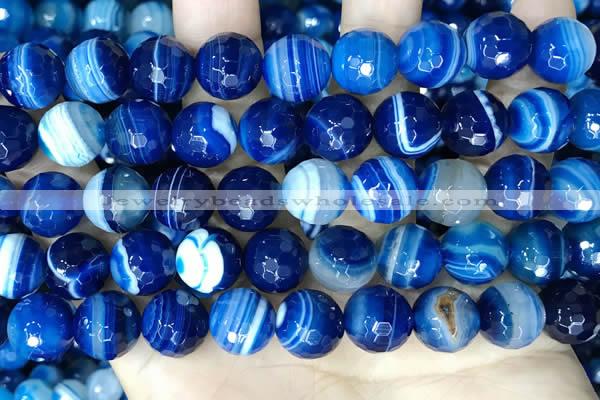 CAA5230 15.5 inches 12mm faceted round banded agate beads