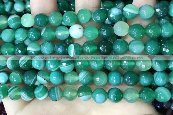 CAA5235 15.5 inches 8mm faceted round banded agate beads