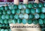 CAA5238 15.5 inches 14mm faceted round banded agate beads