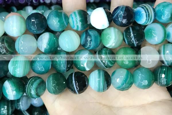 CAA5246 15.5 inches 16mm faceted round banded agate beads