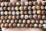 CAA5272 15.5 inches 8mm round natural red crazy lace agate beads