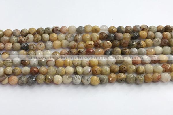 CAA5290 15.5 inches 4mm faceted round crazy lace agate beads wholesale