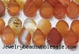 CAA5301 Top drilled 6*8mm flat teardrop line agate beads