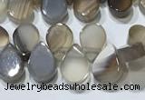 CAA5302 Top drilled 6*8mm flat teardrop line agate beads