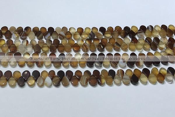 CAA5304 Top drilled 6*8mm flat teardrop line agate beads