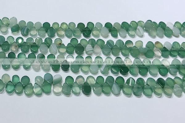 CAA5307 Top drilled 6*8mm flat teardrop line agate beads