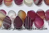 CAA5309 Top drilled 6*8mm flat teardrop line agate beads