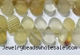 CAA5310 Top drilled 6*8mm flat teardrop line agate beads