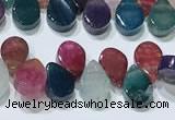 CAA5314 Top drilled 6*8mm flat teardrop line agate beads