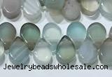 CAA5316 Top drilled 6*8mm flat teardrop line agate beads