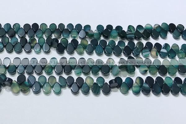 CAA5317 Top drilled 6*8mm flat teardrop line agate beads