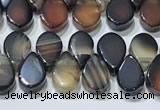 CAA5321 Top drilled 6*8mm flat teardrop line agate beads