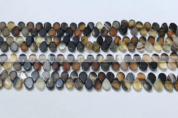 CAA5321 Top drilled 6*8mm flat teardrop line agate beads