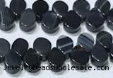 CAA5322 Top drilled 6*8mm flat teardrop line agate beads