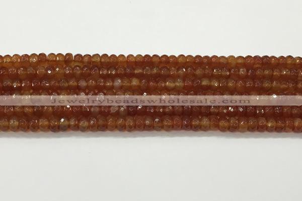 CAA5442 15.5 inches 6*8mm faceted rondelle agate gemstone beads