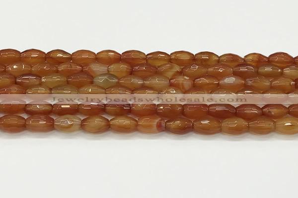 CAA5457 15.5 inches 8*12mm faceted rice agate beads