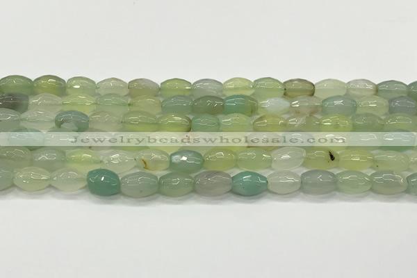 CAA5467 15.5 inches 8*12mm faceted rice agate beads