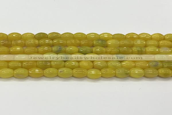 CAA5468 15.5 inches 8*12mm faceted rice agate beads