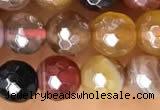 CAA5490 15 inches 6mm faceted round AB-color banded agate beads